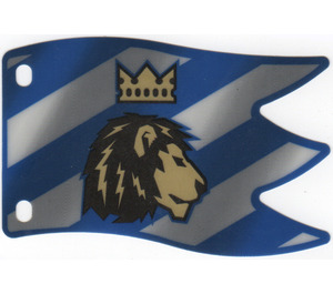 LEGO Blue Large Striped Plastic Flag with Lion and Crown