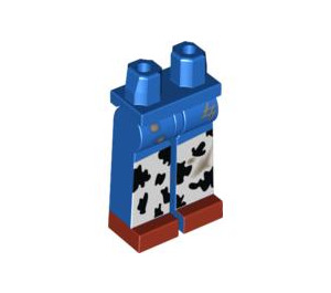 LEGO Blue Long Minifigure Legs with Cowprint Chaps and Dirt Stains (3815 / 91136)