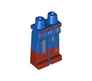 LEGO Blue Long Minifigure Legs with Dark Orange Boots and Dirt Stains (3815 / 91290)