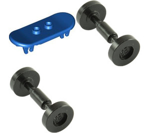 LEGO Blue Minifig Skateboard with Black Wheels