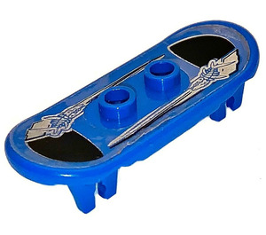 LEGO Bleu Minifig planche à roulette avec Quatre Roue Clips avec Argent Décoration Autocollant (42511)