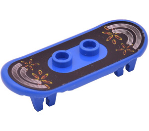 LEGO Bleu Minifig planche à roulette avec Quatre Roue Clips avec Argent Nose & Queue Autocollant (42511)