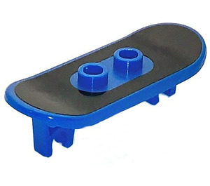LEGO Blue Minifig Skateboard with Two Wheel Clips with Black Oval Sticker (45917)