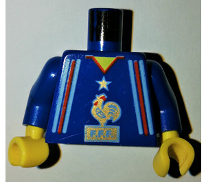LEGO Blue Minifig Torso French Soccer Team with Golden Rooster and F.F.F. Decoration