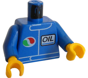 LEGO Blue Minifig Torso with Octan Logo and 'Oil' (Italic Letters) without Reversed Logo Colors