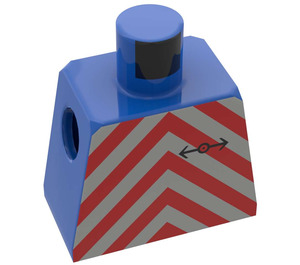 LEGO Blue Minifig Torso without Arms with Red and White Chevron and Black Trainlogo Pattern (973)