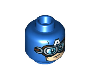 LEGO Blau Minifigure Kopf mit Dekoration (Einbau-Vollbolzen) (3626 / 29615)