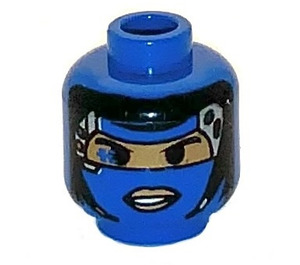 LEGO Blue Minifigure Head with Female Robot Face (Safety Stud) (3626)