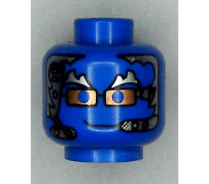 LEGO Blue Minifigure Head with Silver Hair and Copper Glasses and Headset (Safety Stud) (3626)