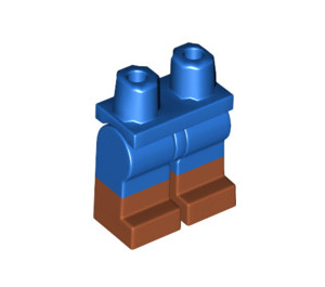 LEGO Blå Minifigur Hofter og ben med Mørk orange Boots (21019 / 77601)