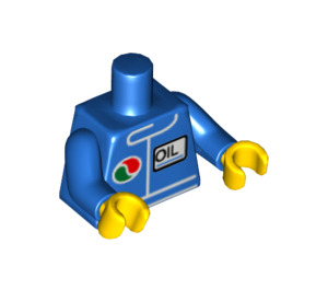 LEGO Blauw Minifigure Torso Windbreaker met Octan logo en 'Oil' (Non-Italic Letters) zonder omgekeerde logokleuren (76382 / 88585)