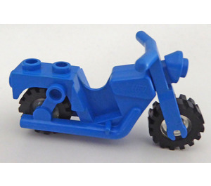 LEGO Blue Motorcycle with Transparent Wheels - Full Assembly