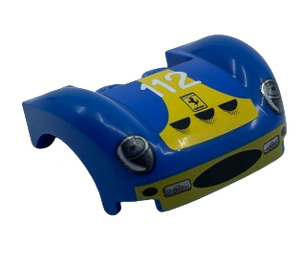 LEGO Blauw Spatbord Bonnet met Headlights, Rooster, Geel Bumper, '112' en Ferrari logo Sticker (18051)