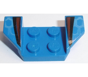 LEGO Blauw Spatbord Plaat 2 x 2 met Flared Wiel Arches met Zwart en Rood Strepen (41854 / 43405)