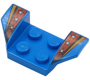 LEGO Blau Kotflügel Platte 2 x 2 mit Flared Rad Arches mit Silber Stars (41854)