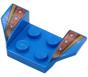 LEGO Blauw Spatbord Plaat 2 x 2 met Flared Wiel Arches met Zilver Sterren (41854 / 43074)