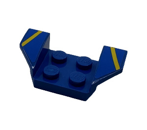 LEGO Blauw Spatbord Plaat 2 x 2 met Flared Wiel Arches met Geel Diagonal Strepen Sticker (41854)