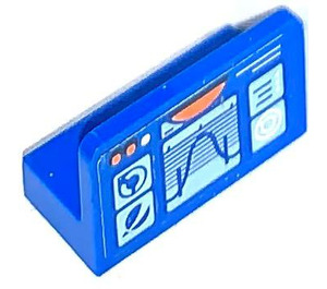 LEGO Blue Panel 1 x 2 x 1 with Control instruments  Sticker with Rounded Corners (4865)