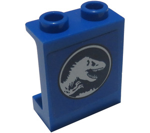 LEGO Blue Panel 1 x 2 x 2 with Jurassic World Dino Logo Sticker with Side Supports, Hollow Studs (6268)