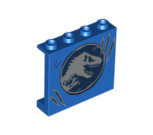 LEGO Blau Paneel 1 x 4 x 3 mit Dinosaurier sign mit Seitenstützen, Hohlnoppen (35323 / 38151)