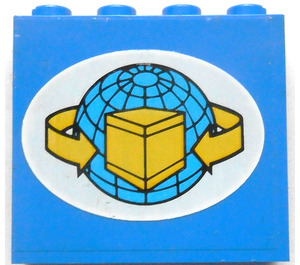 LEGO Blå Panel 1 x 4 x 3 med Shipping logo i Oval Klistermærke uden sidestøtter, faste knops (4215)