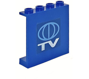LEGO Blue Panel 1 x 4 x 3 with TV Logo Sticker without Side Supports, Hollow Studs (4215)