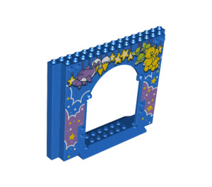LEGO Blue Panel 4 x 16 x 10 with Gate Hole with Teddy bears, stars and purple clouds (15626 / 50142)