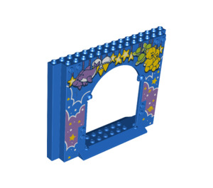 LEGO Blue Panel 4 x 16 x 10 with Gate Hole with Teddy Bears, Stars and Purple Clouds (15626 / 50142)