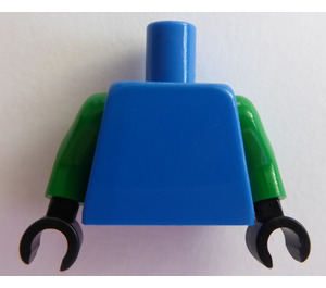 LEGO Blauw Vlak Minifiguur Torso met Groen Armen en Zwart Handen (973 / 73403)