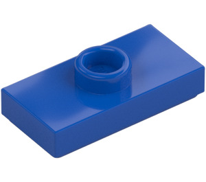 LEGO Blå Plade 1 x 2 med 1 Stud (med spor og Bund Knops Holder) (15573 / 78823)