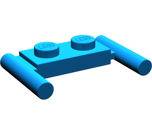 LEGO Blauw Plaat 1 x 2 met Handgrepen (Middelste handgrepen)