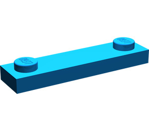 LEGO Blue Plate 1 x 4 with Two Studs without Groove (92593)