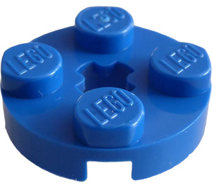 LEGO Blauw Plaat 2 x 2 Ronde met As Gat (met '+'-vormig asgat) (4032)