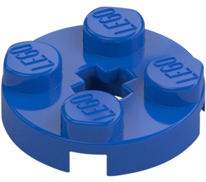 LEGO Blue Plate 2 x 2 Round with Axle Hole (with 'X' Axle Hole) (4032)