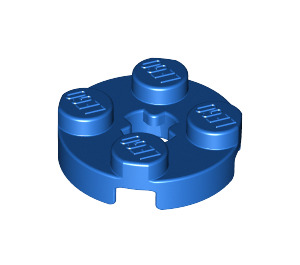 LEGO Blue Plate 2 x 2 Round with Axle Hole (with 'X' Axle Hole) (4032)