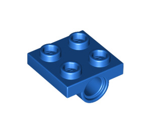 LEGO Blue Plate 2 x 2 with Hole without Underneath Cross Support (2444)