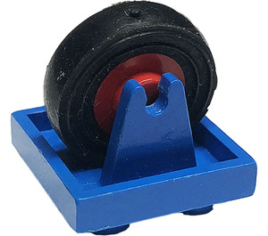 LEGO Blue Plate 2 x 2 with Wheel Holder and Red Wheel