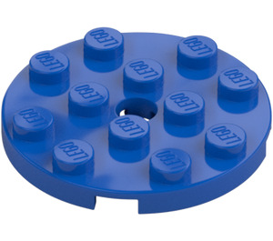 LEGO Blue Plate 4 x 4 Round with Hole and Snapstud (60474)