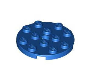 LEGO Blue Plate 4 x 4 Round with Hole and Snapstud (60474)