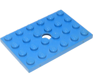 LEGO Blauw Plaat 4 x 6 met Gat