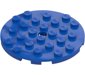 LEGO Blue Plate 6 x 6 Round with Pin Hole (11213)