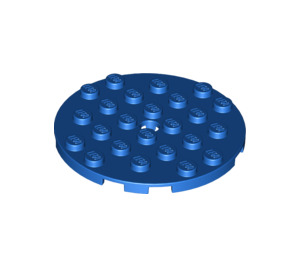 LEGO Blauw Plaat 6 x 6 Ronde met Pin Gat (11213)