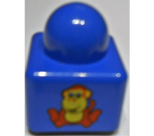 LEGO Blue Primo Brick 1 x 1 with Lion / Monkey (31000)