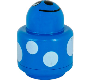 LEGO Blå Primo Rund Rattle 1 x 1 Klods med Spots og Smiling Ansigt Mønster (31005 / 75592)