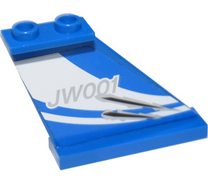 LEGO Blue Rudder 1 x 3 x 4 with JW001 and Claw Marks (Both Sides) Sticker (2340)