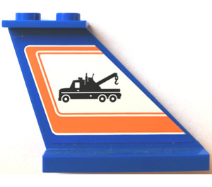 LEGO Blue Rudder 1 x 3 x 4 with tow truck and orange border - Left Sticker (2340)