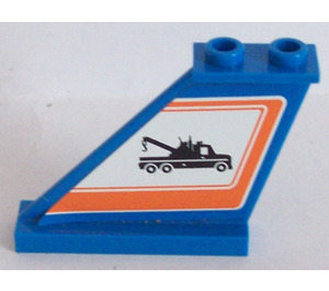 LEGO Bleu Aileron 1 x 3 x 4 avec tow truck et Orange border - Droite Autocollant (2340)