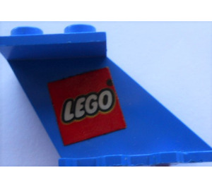 LEGO Azul Timón 2 x 2 x 4 con Placa con Lego logo Pegatina (3479)