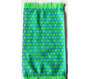 LEGO Blue Rug with Green Squares and Fringe