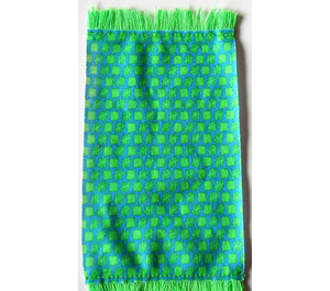 LEGO Blu Rug con Verde Quadrati e Fringe